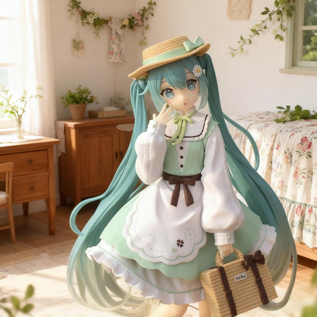 Non-Toxic New Hatsune Miku Pastoral Hand Made Scenery Model Home Decoration Animation Anime Beautiful Children Table Decoration Collection Gif