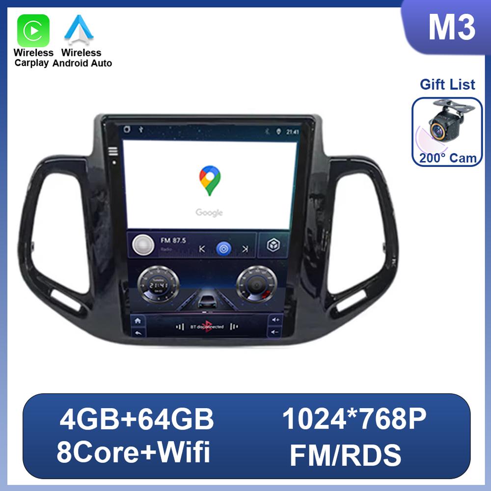 9.7 Inch Car Radio Android 14 For Jeep Compass 2 2016 2017 2018 Head Unit Multimedia Player GPS Navigation No 2 Din Bluetooth