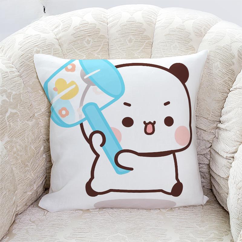 Niedliche Panda Bubu und Dudu Druck Kissenbezüge Heimdeko Kawaii Cartoon Animation Sofakissenbezug Schlafzimmerzimmer Kissenbezüge