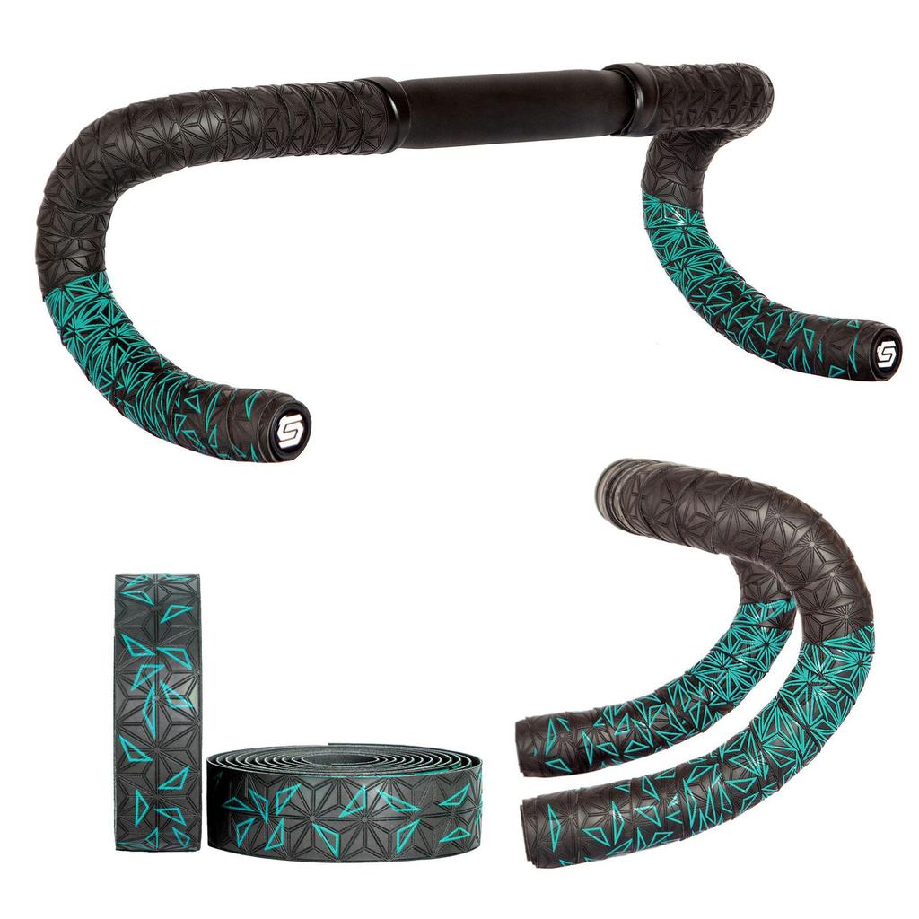 Chrysanthemum Pattern Shock-Absorbing Gradient Bicycle Handlebar Tape - Breathable, Two-Tone, Wear-Resistant PU for Road Bikes.