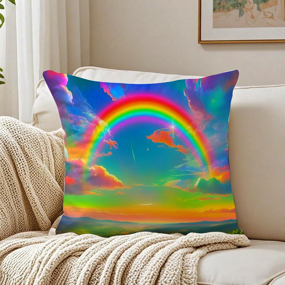 Warm Colorful Cheerful Art RRainbow Cushion Cover Pillowcase Antidustmite living Room Sofa Decor Cushion Room