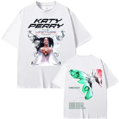 Katy-Perry The Lifetimes Tour Camiseta 2025 Nueva Moda Camiseta Ropa de Mujer Hombre Verano Algodón Camisetas Estética Harajuku Camiseta