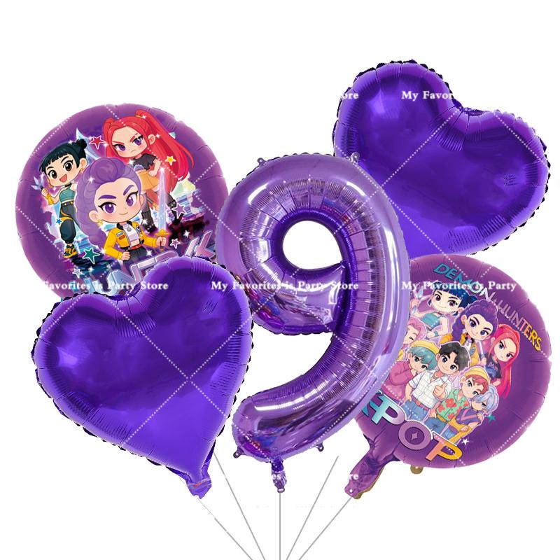 Kpop Demon Hunters Children Birthday Party Decoration Ball Number Digit 1-10 Balloon Set Baby Shower Supplies Gift Toy s Round Sensory Compression