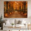 1 piece of 2D flat background fabric, pumpkin lantern autumn forest path scenery background banner, family, garden