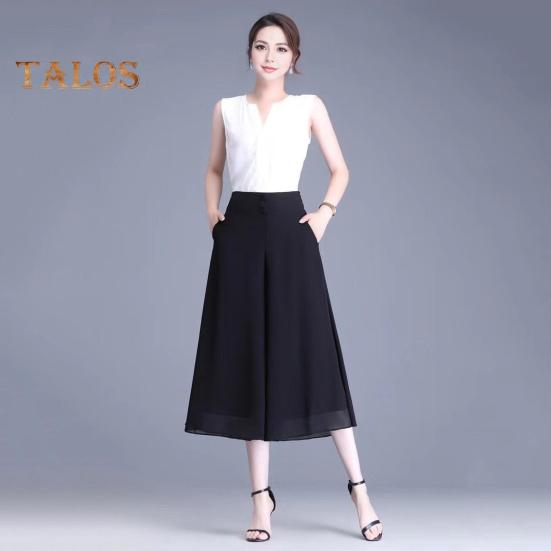 Pantaloni corti da donna, pantaloni larghi in chiffon sottile, elastici, vita alta, stampa floreale, vestibilità ampia, pantaloni culottes streetwear