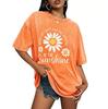 Women Summer Daisy Print T Shirt Crew Neck Loose Short Sleeve Casual Oversized Tee Tops 2026 New