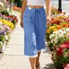 Summer Casual Loose Wide Leg Cropped Pants, Fashion Breathable Beach 7/8 Trousers for Women, Crossbody Apparel for Europe USA