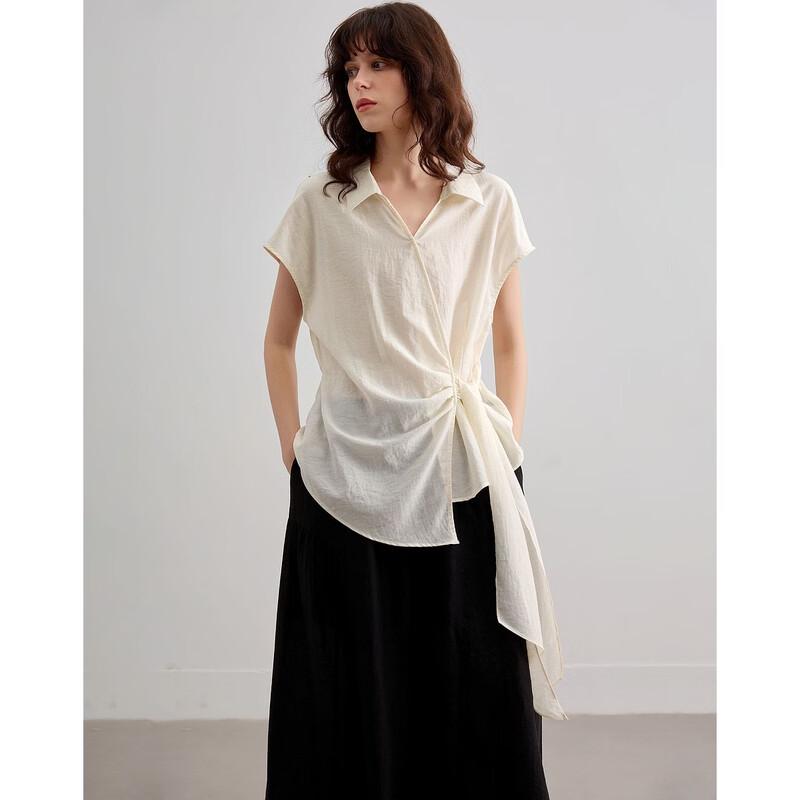 Demana Women's Side Knot Linen Blend Shirt