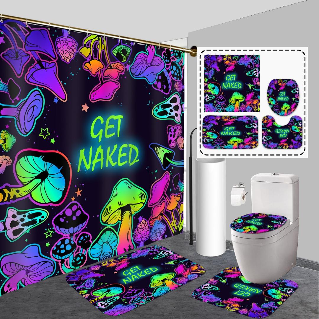 

Colorful Shower Curtain Fluorescent Mushrooms 3D Printed Waterproof Polyester Bath Curtain For Home Shower Bathroom Decoration W60H190(CM)-1 Pcs