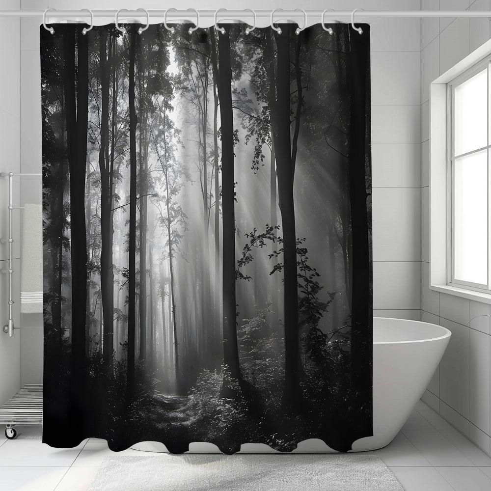 Diverse Style Shower Curtain With Hooks Easy Hang Waterproof Easy Clean For Home Hotel Apartment Bathroom