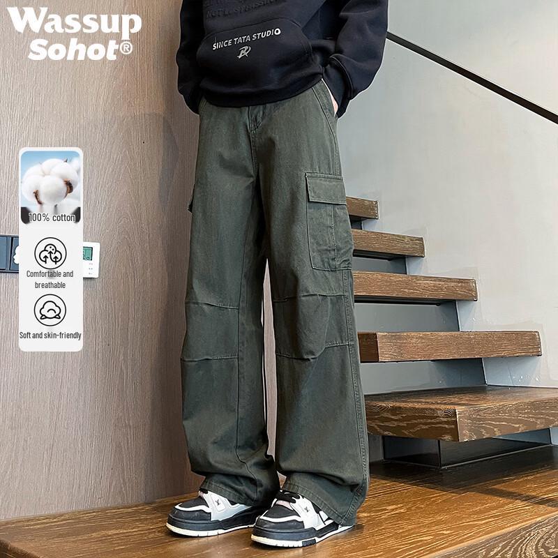 Wassup Sohot Men s Retro Loose Fit Cargo Pants M