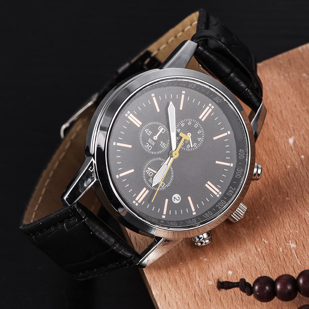 Fashionable Men Women Wristwatch Analog PU Band Wrist Watch(Brown)