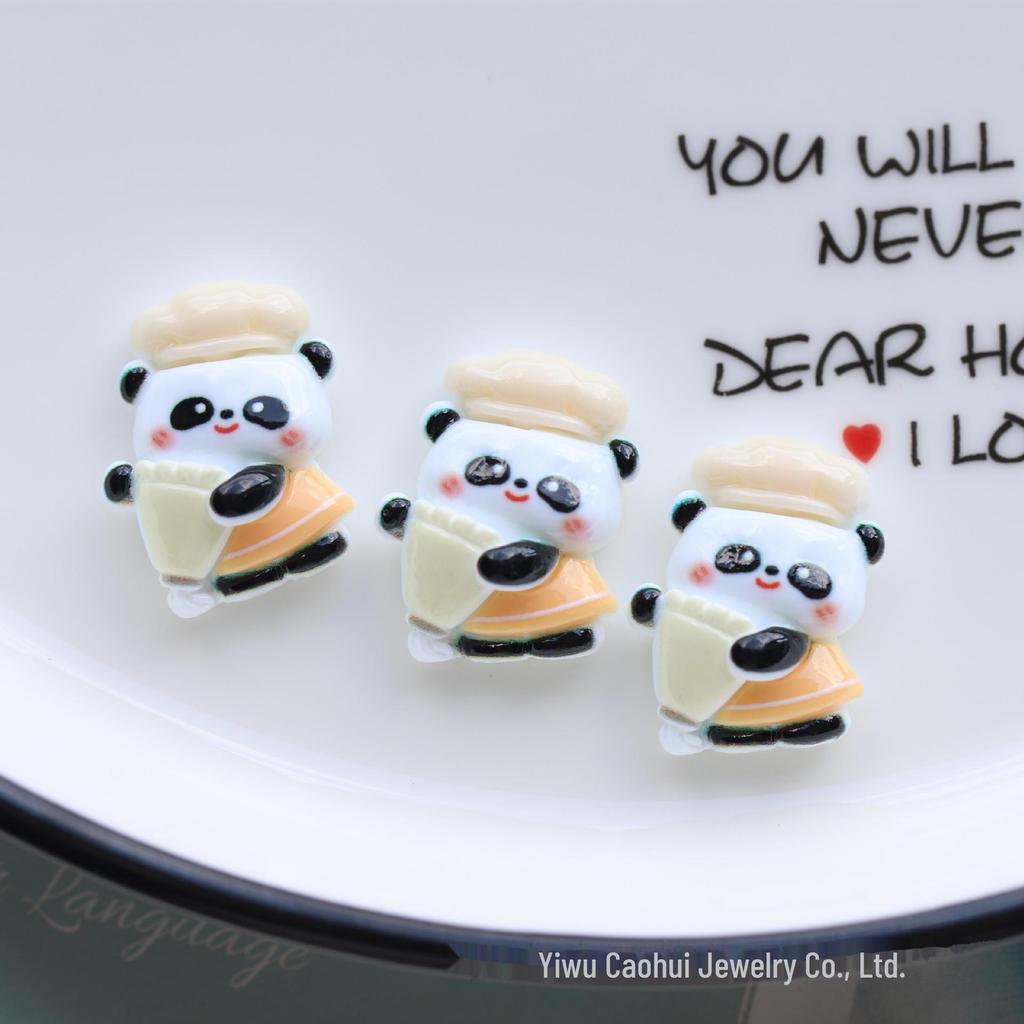 Panda Bread Toast DIY Cream Glue Cartoon Food Resin Jewelry Accessories