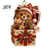 Small Animal Gift Tags for Christmas Forest Ornament, 2D Flat Acrylic Fox Reindeer Squirrel Raccoon in Tree Decoration Set Box Hanging Xmas