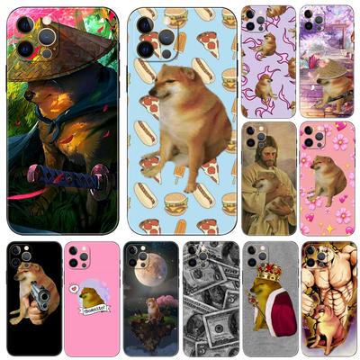 Funda de teléfono Doge Dog Cheems para iphone 5 5s se 6 6s 7 8 plus x 10 XR XS 11 12 13 mini pro MAX cubierta trasera de tpu negra