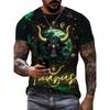Men'S Casual Crew Neck T-Shirt With 3D Bull Print New In Short Sleeve Oversized Funny Bull Graphic Tshirts For Men Camisetas