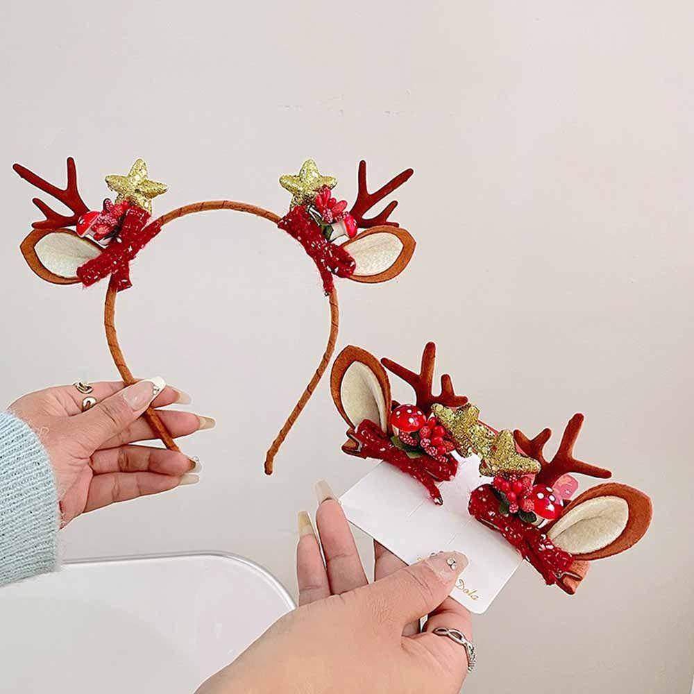 Stirnband Frohe Weihnachten Deko Kinder Haarspange Weihnachten Kopfschmuck Elch Haarreif Geweih Haarnadel