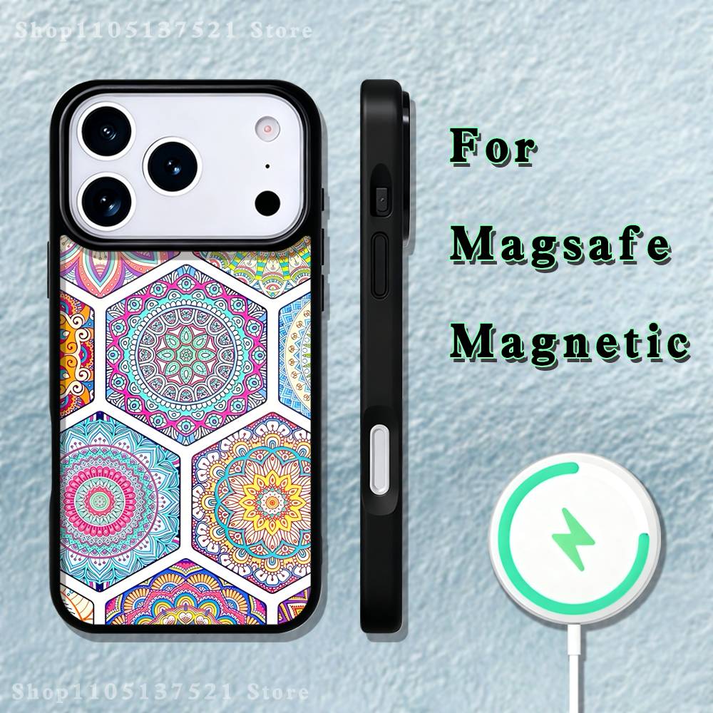 Mandala Art Colorful Phone Case  For iPhone 17,16,15,14,13,12,11,Pro,Max,Plus,Mini,SE4,E Magnetic Magsafe Wireless Charging