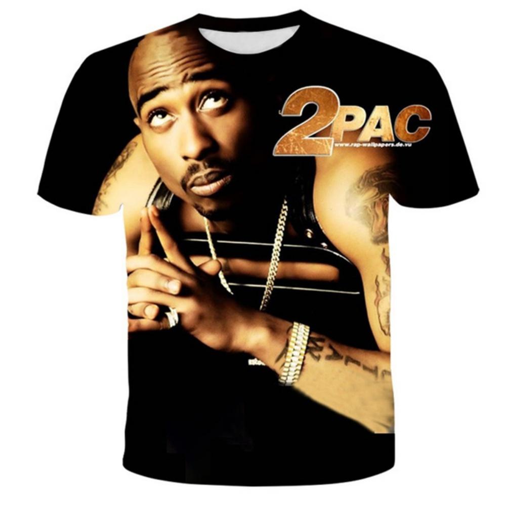 Men's 2Pac Graphic Hip Hop Short Sleeve T-Shirt Harajuku Summer Tops