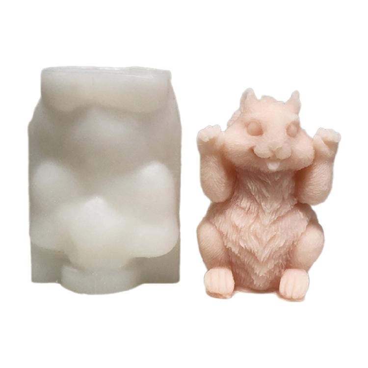Easy to Clean Silicone Candle Molds Fondant Moulds Squirrel Shape Resin Project Moulds Silicone Texture for Candle