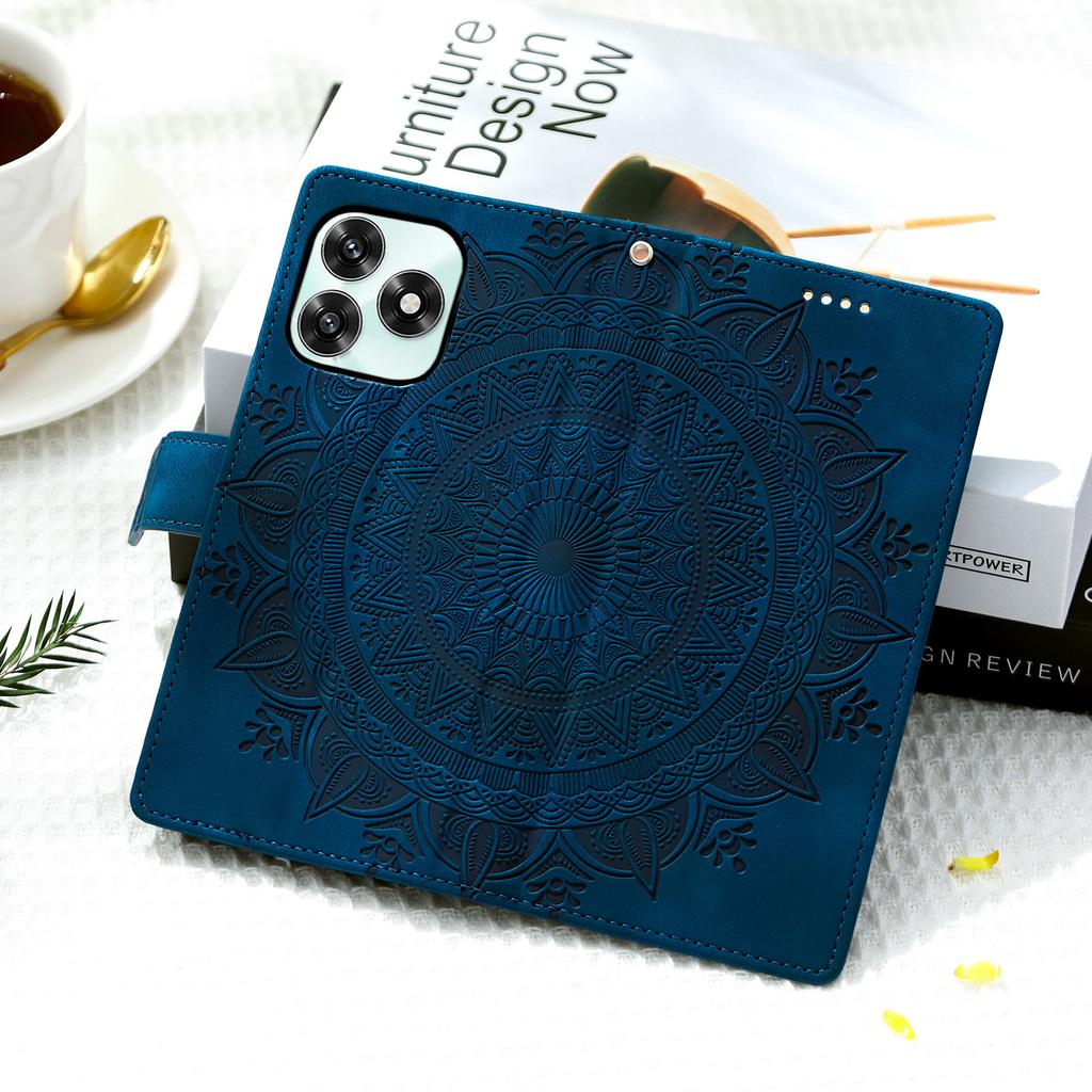 Phone Case For Honor Play10A 4G / X5c Plus 4G / X5c 4G Imprinted Totem Skin Feel Wallet Leather Phone Cover with Hand Strap