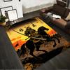 Samurai Warrior On Horse Carpet with Sunset Background, Japanese Style Suitable for Use As an Anti-slip for Living Room Bedroom Sofas