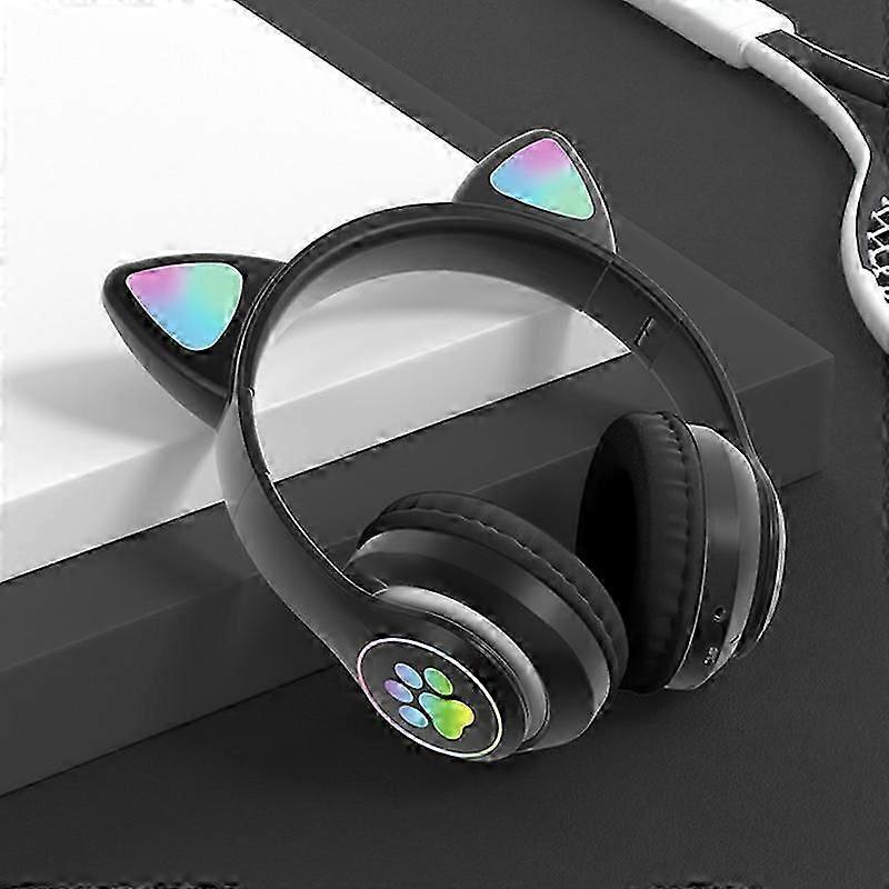 T&amp;G TN-28 3.5mm Bluetooth 5.0 Dual Connection RGB Cat Ear Bass Stereo Noise-cancelling Headphones Support TF Card With Mic_Featured Gift
