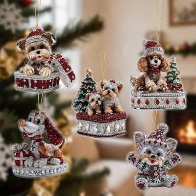 Ozdoba Świąteczna 2D Płaska Akrylowa Mikołaj/Bałwanek/Szczeniaczek Ozdoby Wiszące na Choinkę na Święta