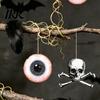 Halloween Holiday Decoration 6Pcs Wooden Hanging Decoration, Ghost Pumpkin Eyeball Party Supplies Ornament with Rope, Spooky