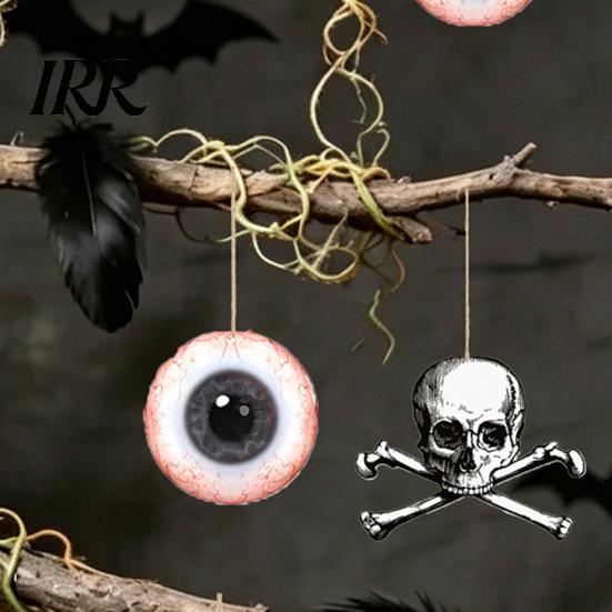 Halloween Holiday Decoration 6Pcs Wooden Hanging Decoration, Ghost Pumpkin Eyeball Party Supplies Ornament with Rope, Spooky