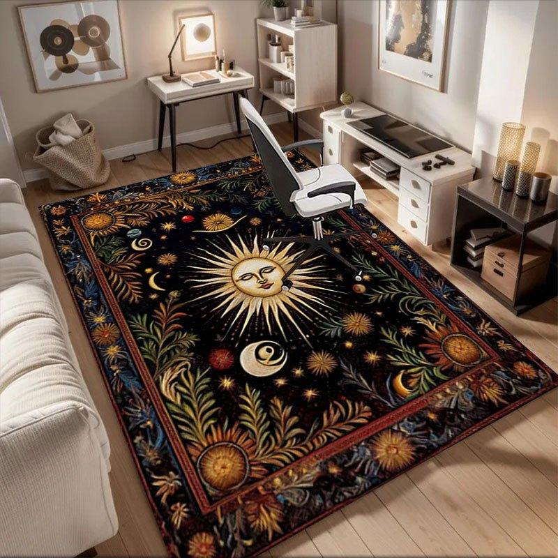

Celestial Harmony: Sun, Moon, Stars Tapestry Wall Hanging Office Mat Home Decor Office Desk Chair Rugs Chair Carpet for office Chair Mat Gi 60cm by 90cm