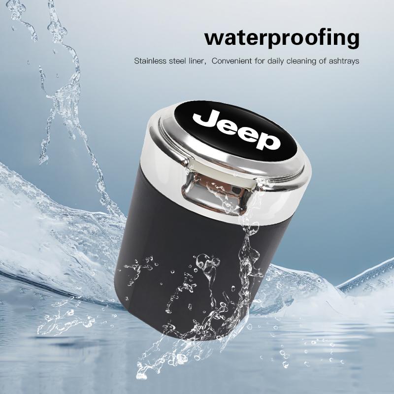 Cup Holders Car Cigarette Ashtray Cup LED Light Portable Cigar Ash Tray For Jeep Grand Cherokee Wrangler JK Gladiator Compass Re