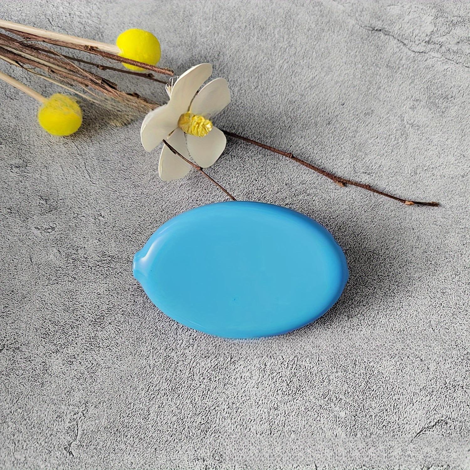 

1pc Multicolor Oval PVC Coin Purse with Chain, Mini Coin Bag небесно-голубой