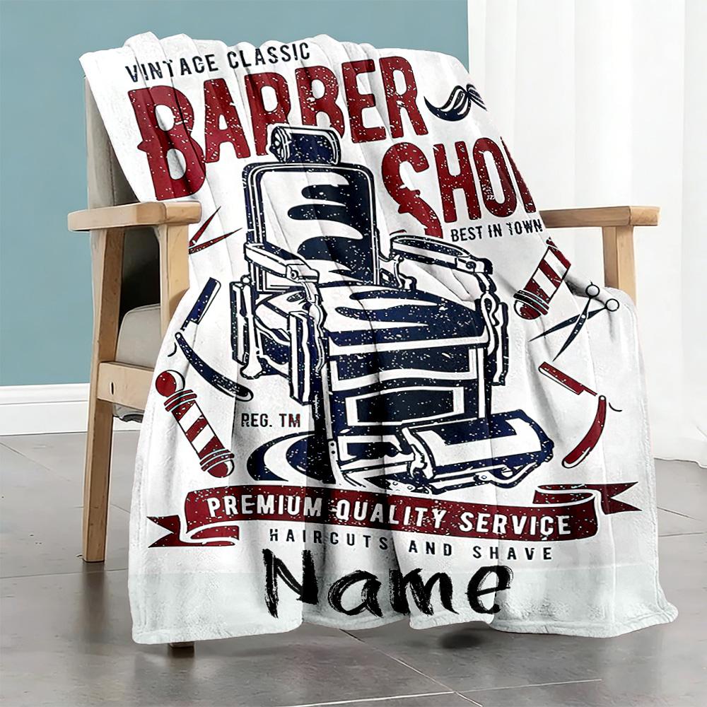 Barber Chair Customize Text Blanket Lightweight Customizable Blanket Ultra-Soft Suitable for Bedding Office Nap Couch Four Seasons Universal