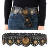 Cinto oco estilo ocidental exagerado cowboy cinto de disco largo para mulheres