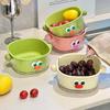 Dubbellager Korg för Köket - För att Tvätta Grönsaker och Frukter | Söt Design | Med Avloppskopp