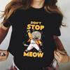 Lustiges Grafik-T-Shirt DON'T STOP MEOW Damen-Shirt Druck Singende Katze Kurze Ärmel Hip Hop Street Style Niedliche Coole Mädchen-Shirts