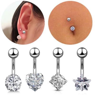 Pfirsich Herz & Stern Zirkon Edelstahl Bauchnabelpiercing