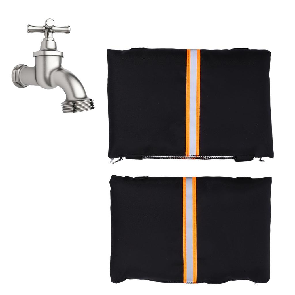 2pcs Outdoor Faucet Covers Insulated Hose Bib Covers with Reflective Strip Water Proof Freeze Faucet Insulation Socks Wrap 210D Oxford Fabric