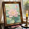 DIY Framed Pearl Painting Kit Elegant Pink Lotus Flower Pattern Sparkling Bead Canvas Art for Living Room Wall Decoration