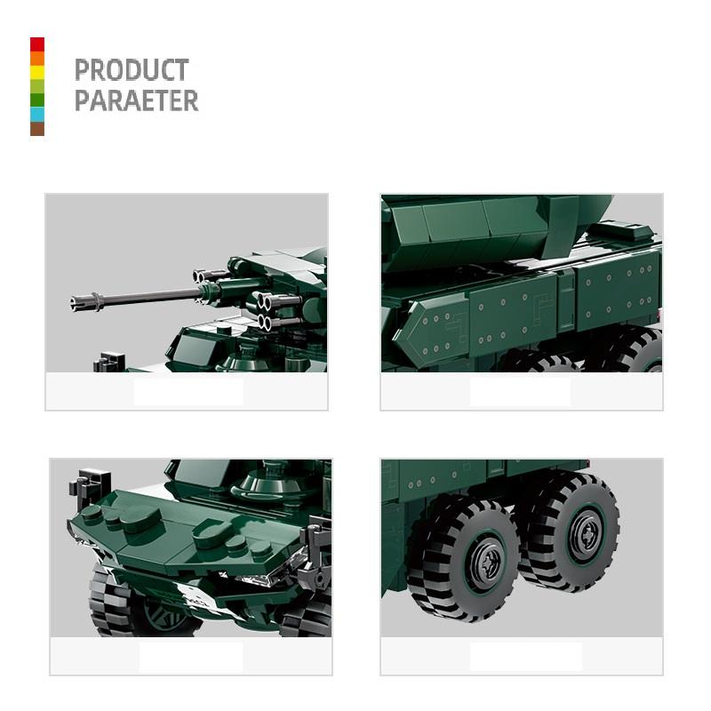 381PCS Modern Military Model Construction Toys Rocket Launcher Armored Vehicle Army EBRC Jaguar Building Blocks For Kids