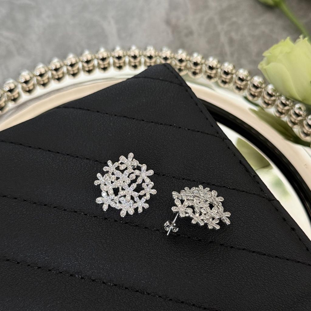 Super Flash Diamond-Set Snowflake Stud Earrings Women'S Cold Wind Earrings Personalized Design Earrings