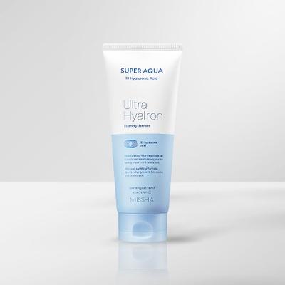 Super Aqua Ultra Hyalron Schaumreiniger 200ml — Koreanischer Feuchtigkeitsspendender Gesichtsreinigungsschaum