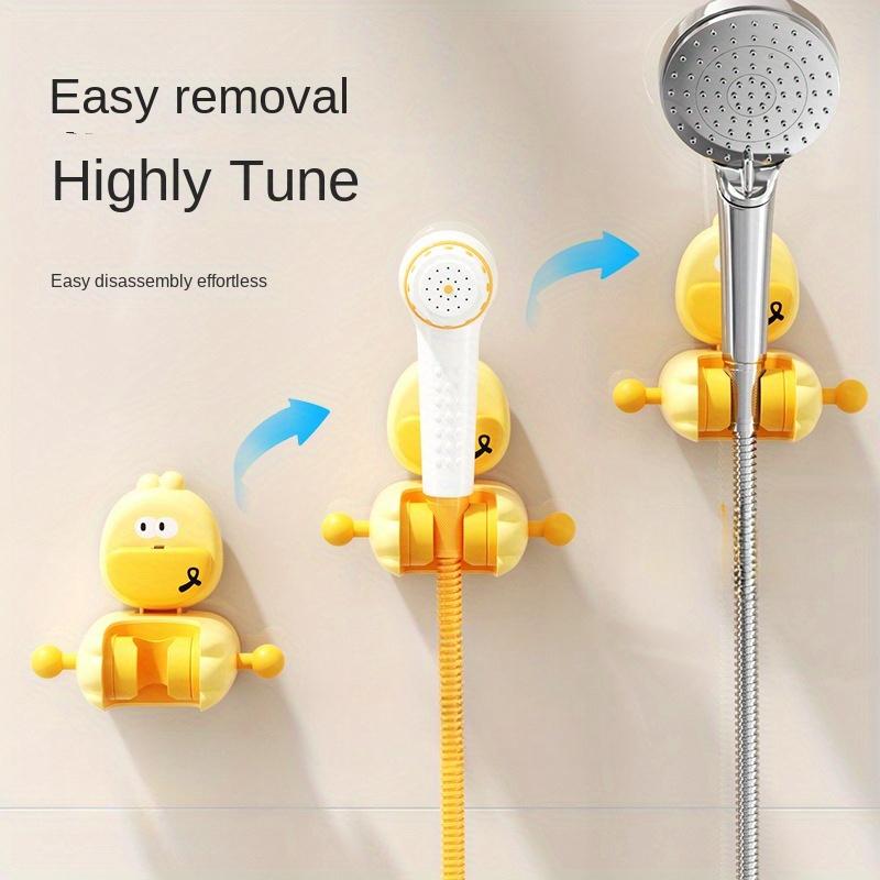 Adorable Cartoon Suction Cup Shower Head Holder Strong, Non Punching, Wall Mounted with Movable Hook for Bathroom Organization