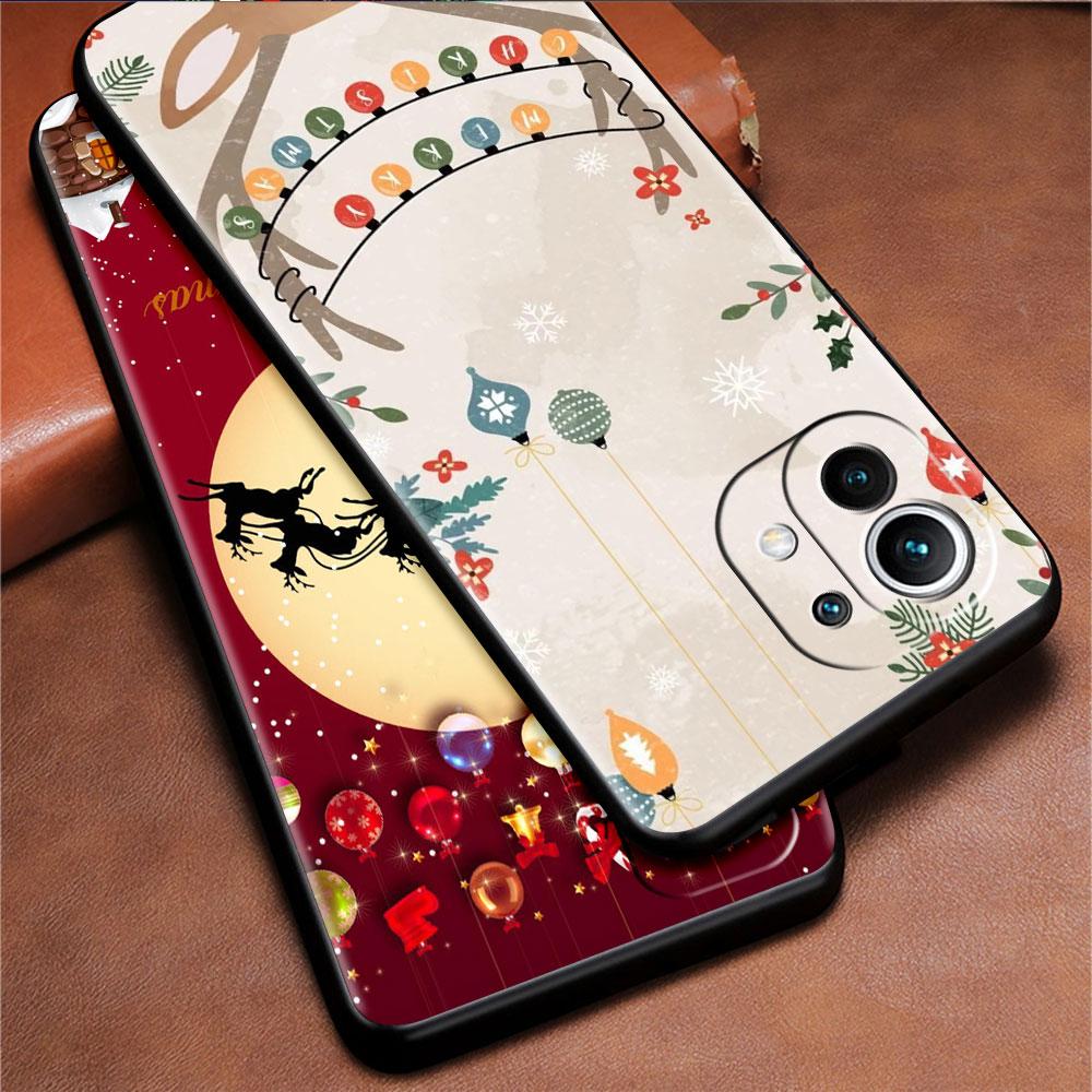 Soft Silicone Case For Xiaomi Mi 11 Lite 5G NE 11T Pro 12S Ultra 12 Note 10 10T 9T TPU Phone Cover Bumper Funda Merry Christmas