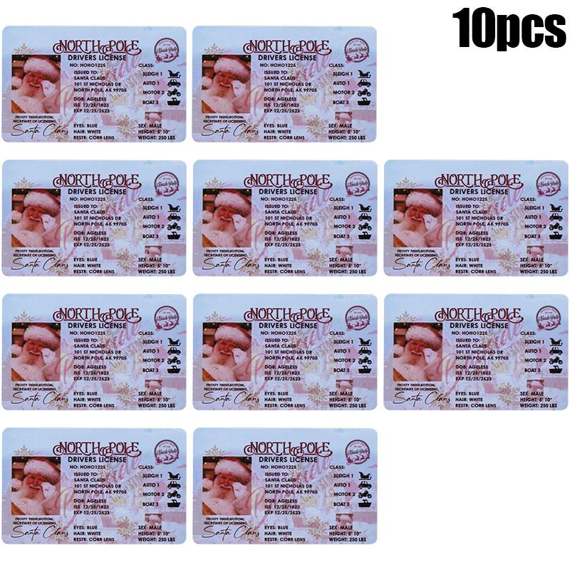 5-10 Cards Santa Claus Drivers Licence Merry Christmas Gift For Children Kids Favors 2025 New Year Party Decoration Supplies