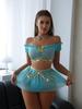 Hot Exotic Charm Sexy Set Lingerie Off Shoulder with Sequin Pendant Decoration Seductive Tulle Sex Suit Adult Sexy Sets
