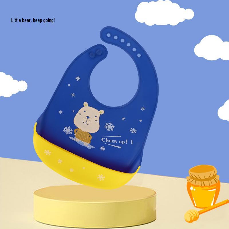 Waterproof Silicone Baby Bib - Large, Wash-Free, Drool & Meal Bib for Newborns and Children