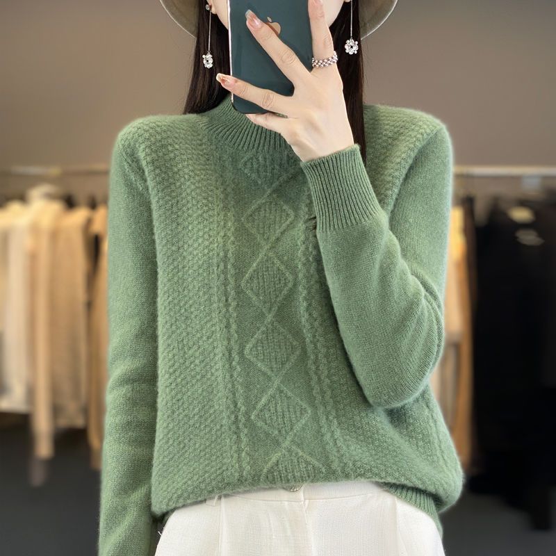 Solid Mock Neck Sweater, Casual Long Sleeve Sweater for Fall & Winter, Women's Plus Size Clothing