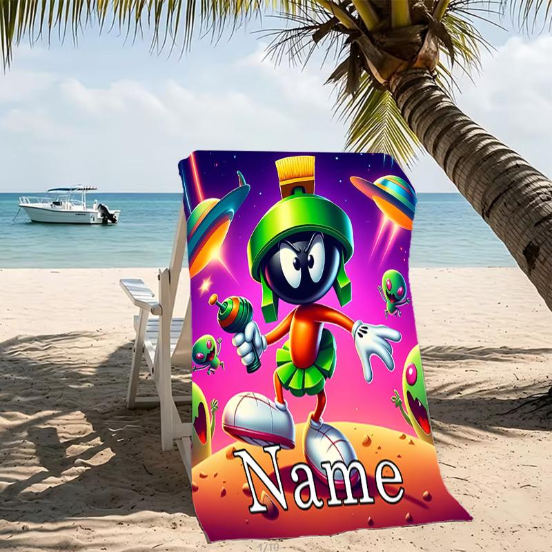 Customizable personalized beach towels Marvin the Martian themed designs.Suitable for the beach, yoga, sports;ideal as beach accessories